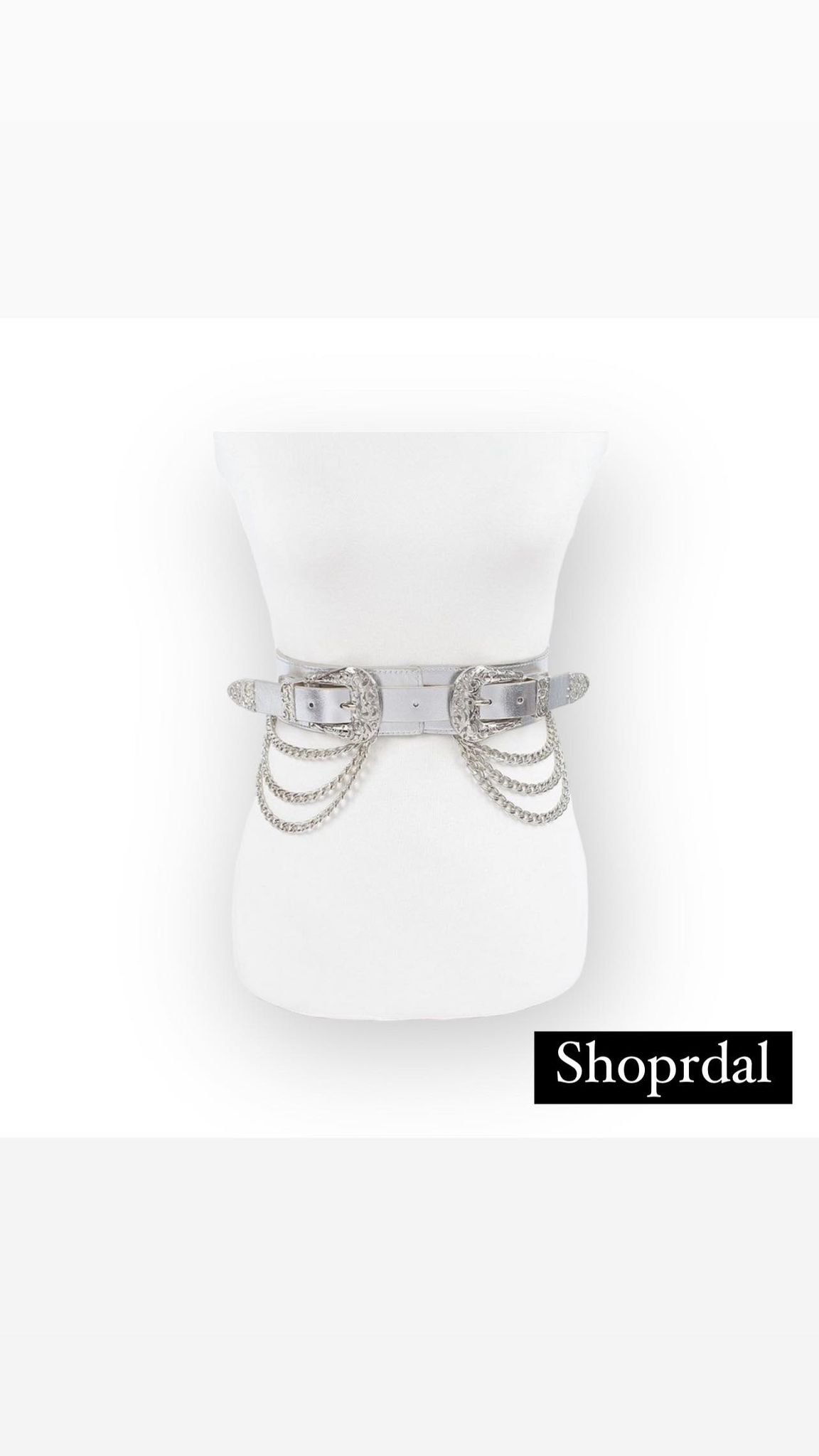 Ceinture Argentée Double Rang Chaîne – Femme – Métal – Neuf Sans étiquette